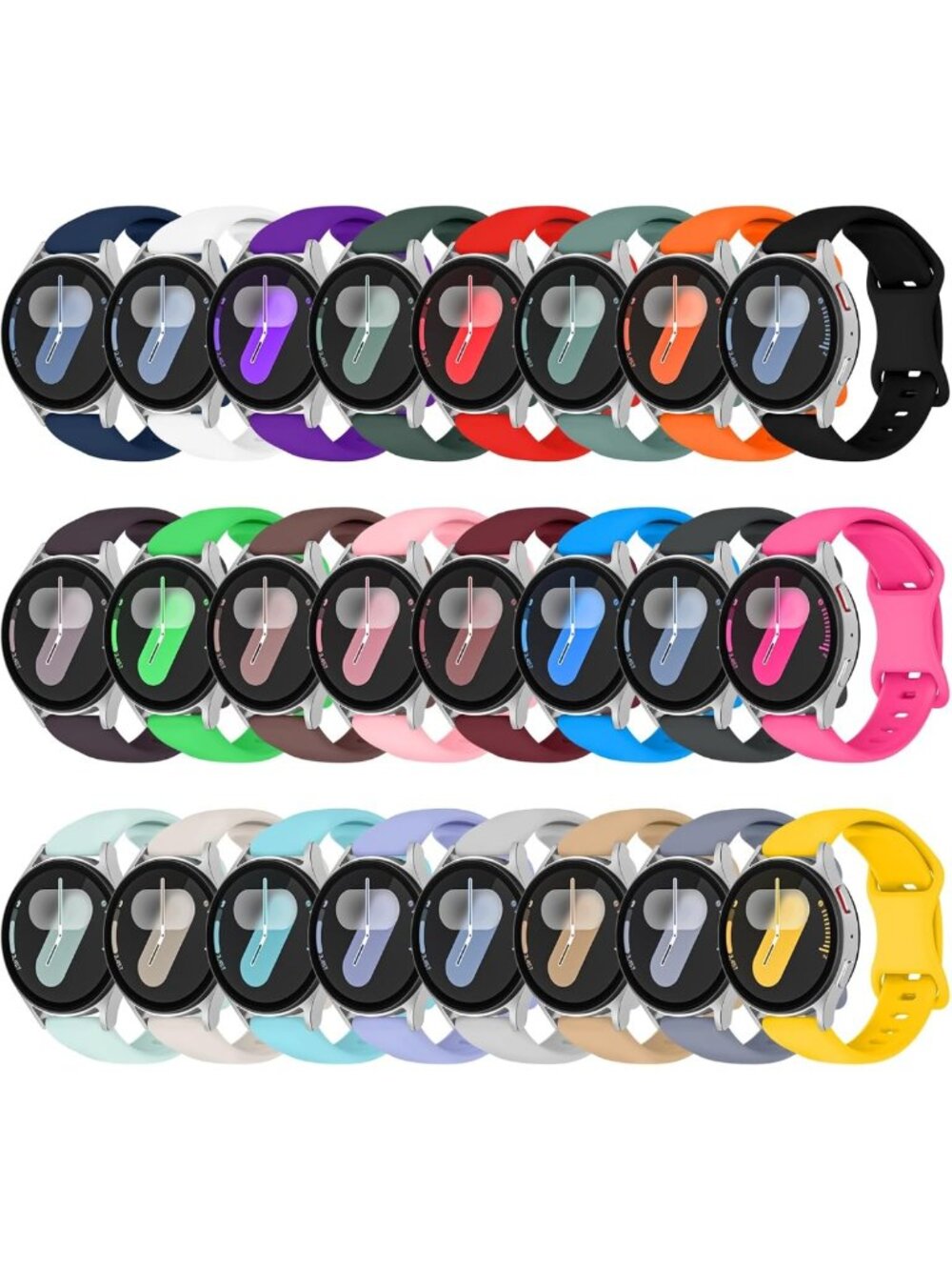24 Pack Soft Silicone Bands for Galaxy Watch 7/6/5/4 - 20mm Sport Straps for All